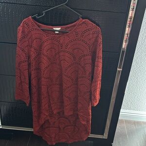 Cato Women's Burgundy Lace Blouse